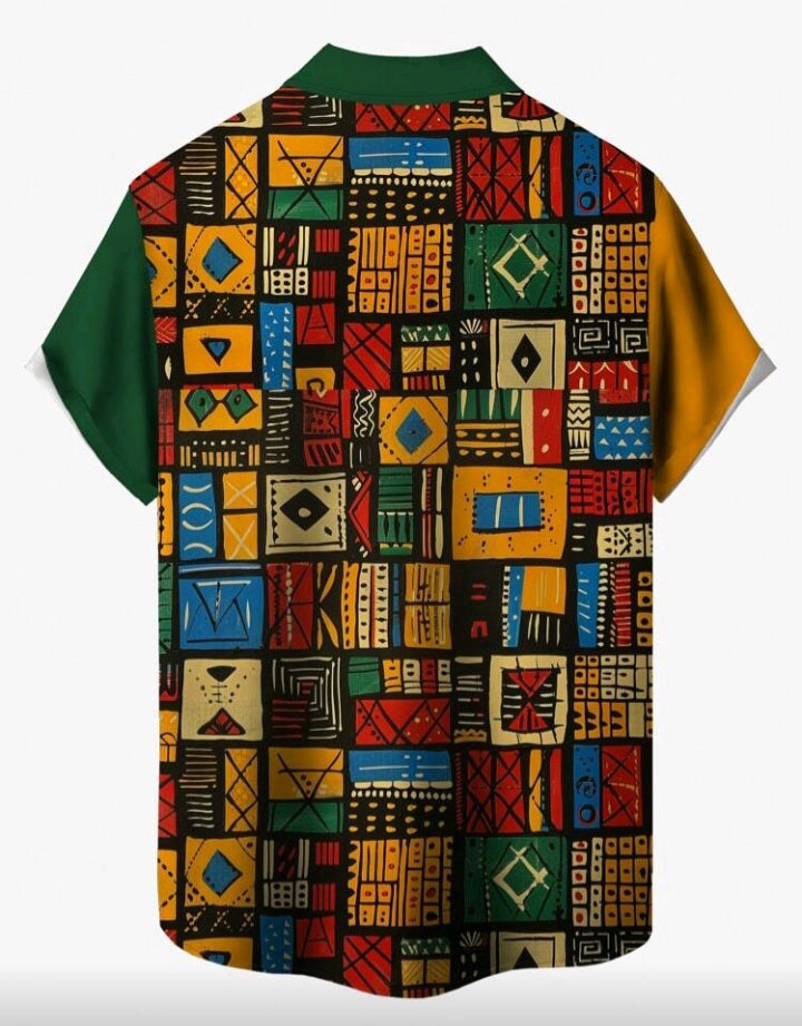 Camisa masculina estampa africana - Coleção Akin
